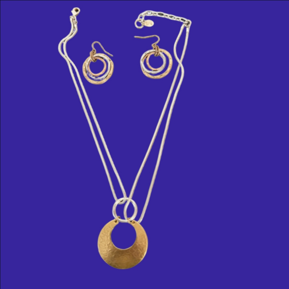 Marjorie Baer S.F Signed Two Tone Necklace . The Earrings Include But Not Signed